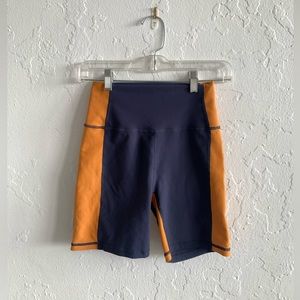 Wilo the Label Ribbed High Waisted Navy/Yellow Biker Shorts